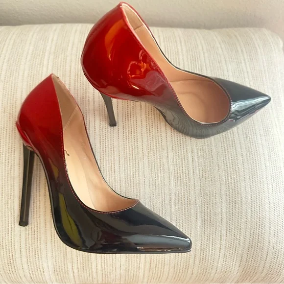 Ombre Black and Red Stiletto Heels - Picture 3 of 7